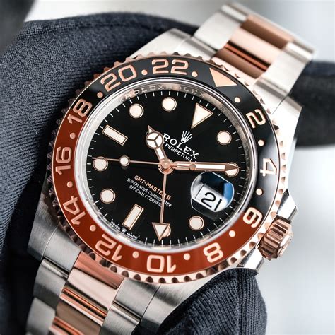 rolex gmt rose gold on wrist